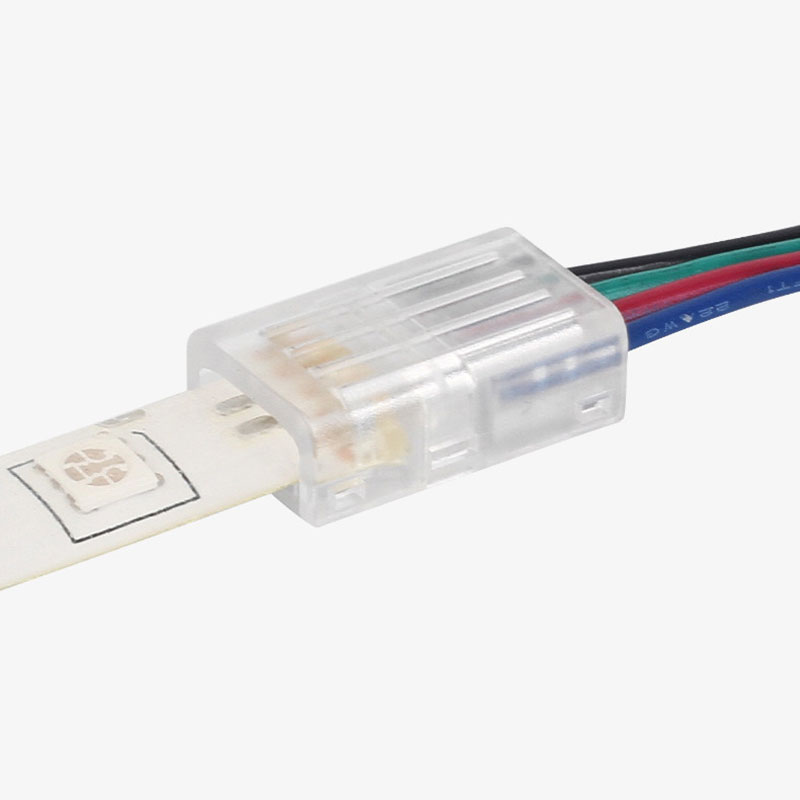 4 Pin Transparent RGB LED Connector - Strip to Wire - For SMD LED Strip 4 Pin Transparent RGB LED Connector - Strip to Wire - For SMD LED Strip
